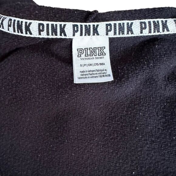 Pink ~ Black Zipped Hoodie Jacket ~ Lightweight ~ side slits ~ size Small - Picture 7 of 10